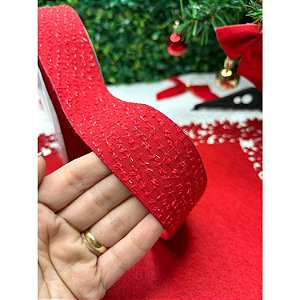 Fita Tweed Vermelho com Detalhes em Brilho 38mm - Metro