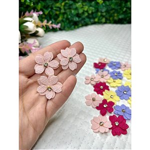 Aplique Flor de Linho Rosa Bebê - Unidade