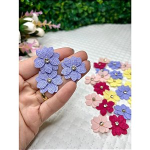 Aplique Flor de Linho Lilás - Unidade