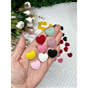 Aplique Mini Coração de Cotelê - Unidade rosa bebe