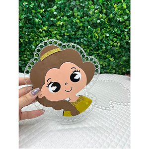 Placa de Acrílico Princesa Bela para Bolsa de Fio de Malha