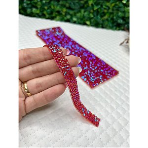 Manta de Strass - Vermelho Furta-cor - 1x40cm