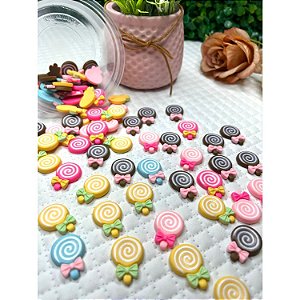 Aplique de Resina Pirulito - 5 Unidades Sortidas