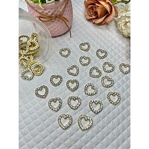 Chaton de Metal Coração Vazado com Strass - Unidade