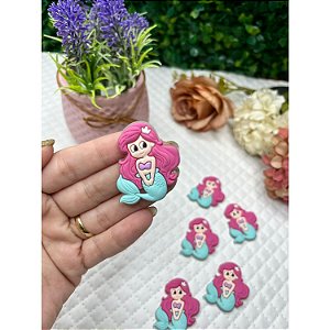 Aplique Emborrachado Sereia Cabelo Rosa - Unidade