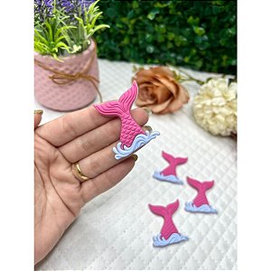 Aplique Emborrachado Cauda de Sereia Rosa - Unidade