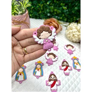 Aplique Emborrachado Anjo Rosa para Terço - Unidade