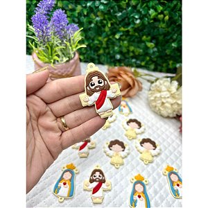 Aplique Emborrachado Cruz Amarelo para Terço - Unidade