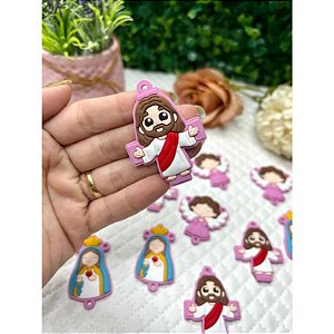 Aplique Emborrachado Cruz Rosa para Terço - Unidade