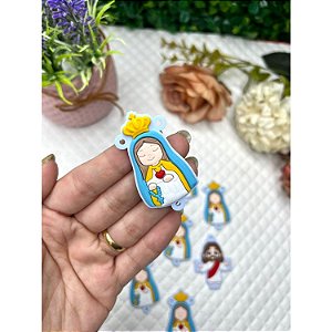 Aplique Emborrachado Santinha Azul para Terço - Unidade