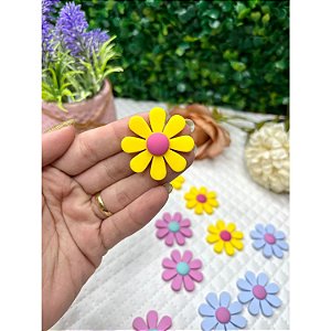 Aplique Emborrachado Flor Margarida Amarela - Unidade