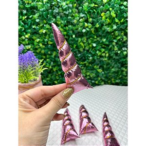Chifre de Unicórnio Rosa 10cm - Unidade