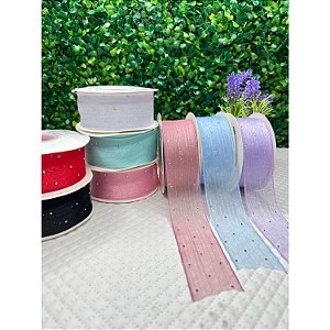 Fita de Organza com Strass 38mm - Metro