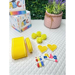 Kit Escolar Fitas + Apliques - Amarelo