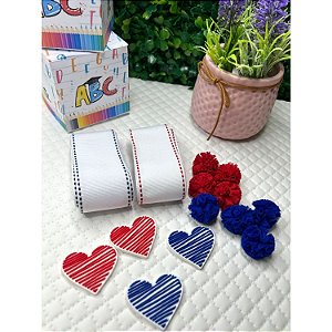 Kit Escolar Fitas + Apliques - Branco