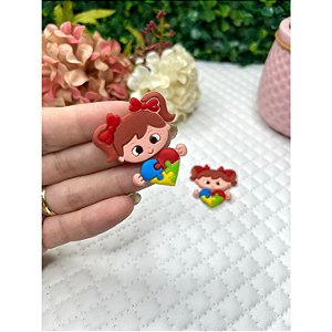 Aplique Emborrachado Menina Coração Autismo- Unidade