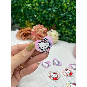 Aplique de Acrílico Coração Hello Kitty Rosa - Unidade