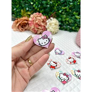 Aplique de Acrílico Coração Hello Kitty - Unidade