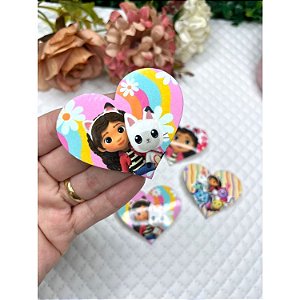 Aplique de Acrílico Curvado para Tiara Coração Gabby e Pandy - Unidade