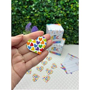Aplique de Acrílico Escolar Coração Colorido - Unidade