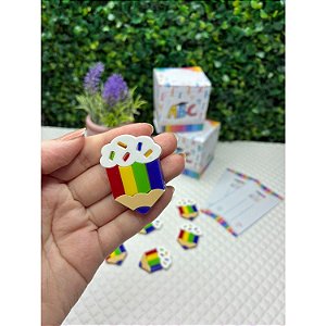 Aplique de Acrílico Escolar Lápis Colorido - Unidade