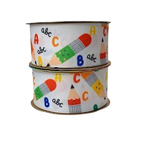 Fita Sinimbu Estampada 38mm - Lápis e ABC escolar - Metro