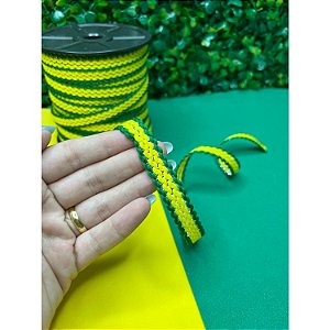 Fita Passamanaria 15mm Verde e Amarelo - Metro