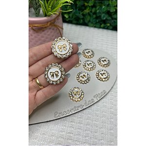 Aplique Chaton Redondo com Lacinho e Fundo Branco - Unidade