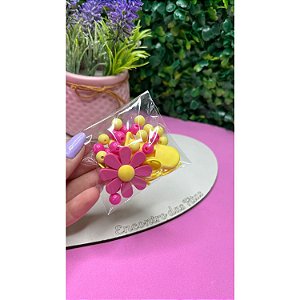 Kit Medida Certa de Prendedor de Chupeta - Flor Rosa