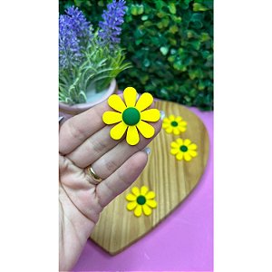 Aplique Emborrachado Brasil Flor Amarela - Unidade