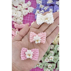 Aplique de Tecido Crochê com Pérola - Unidade rosa bebe