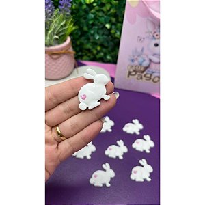 Aplique Emborrachado Coelho Branco - Unidade