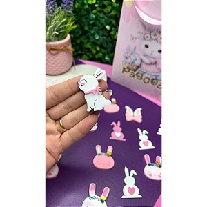 Aplique de Acrílico Coelho Branco de Ladinho - Unidade