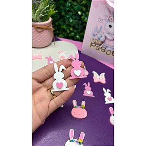 Aplique de Acrílico Coelho Rabinho de Coração - Unidade rosa bebe
