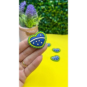 Aplique Emborrachado Brasil Coração - Unidade