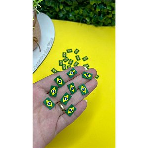 Aplique Emborrachado Bandeira do Brasil Mini - 10 Unidades