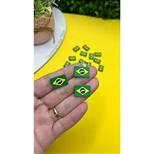 Aplique Emborrachado Bandeira do Brasil Pequeno - 10 Unidades