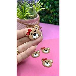 Aplique Emborrachado Urso Pequeno com Laço Vermelho - Unidade