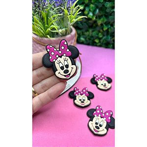 Aplique Emborrachado Minnie Rosa Pink com Poá - Unidade