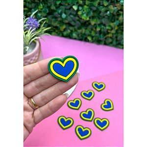 Aplique Emborrachado Coração Três Cores do Brasil - Unidade