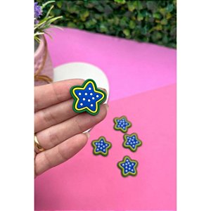 Aplique Emborrachado Estrela Três Cores do Brasil - Unidade