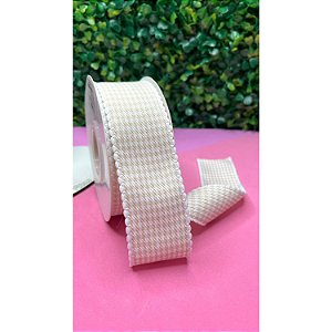 Fita Pied de Poule com Borda Ondulada 38mm Nude - Metro