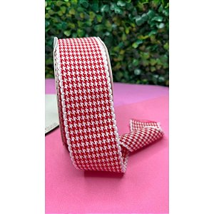 Fita Pied de Poule com Borda Ondulada 38mm Vermelho - Metro