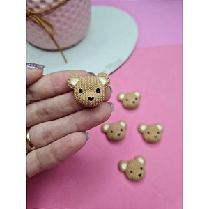 Aplique de Resina Ursinho Rostinho Marrom - Unidade