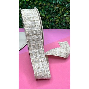 Fita Importada Tweed Tipo Lã Bege 38mm - Metro