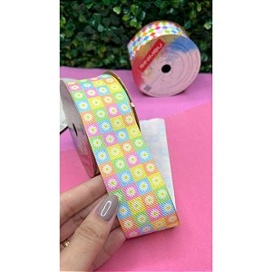 Fita Sinimbu 38mm Festa Junina Estampada Quadriculada Girassol - Metro