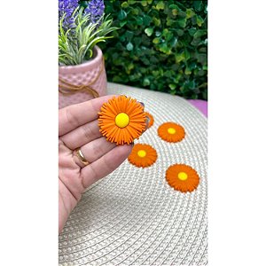 Aplique Emborrachado Flor Estilo Margarida Laranja com Amarelo - Unidade