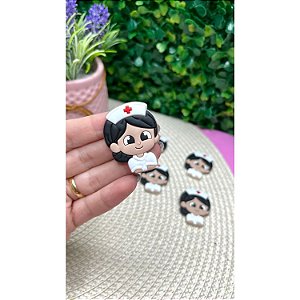 Aplique Emborrachado Enfermagem Cabelo Preto - Unidade