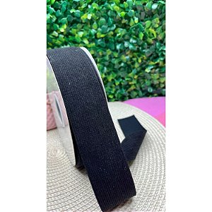 Fita de Veludo Cotelê 38mm Preto - Metro