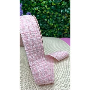 Fita Importada Tweed Tipo Lã Rosa Bebê 38mm - Metro